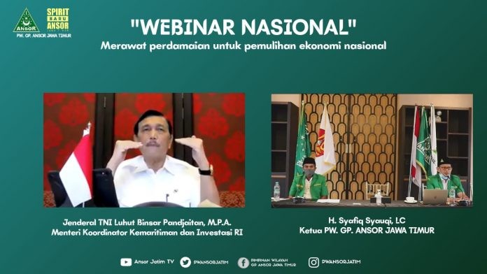 Ansor Jatim Sukses Adakan Webinar Bersama Luhut Binsar Pandjaitan